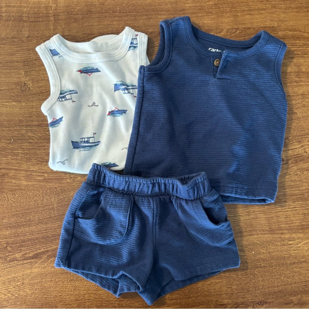 Carter's Navy and White Tank Set with Shorts
